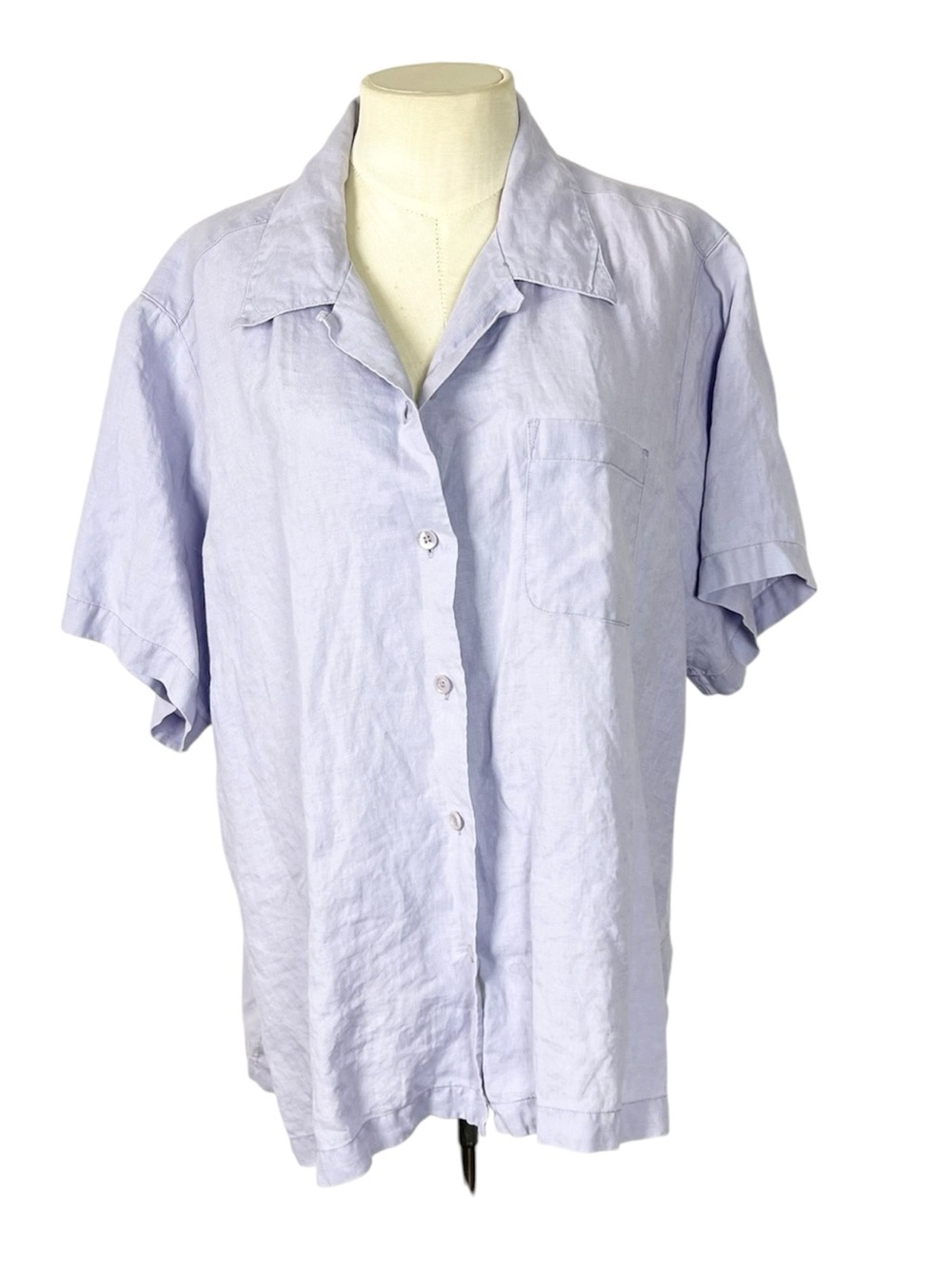 Edward II Womans Button Down Shirt 100% Linen 2X Lavender purple